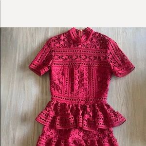 Self-portrait size 0 red cake layered Star dress